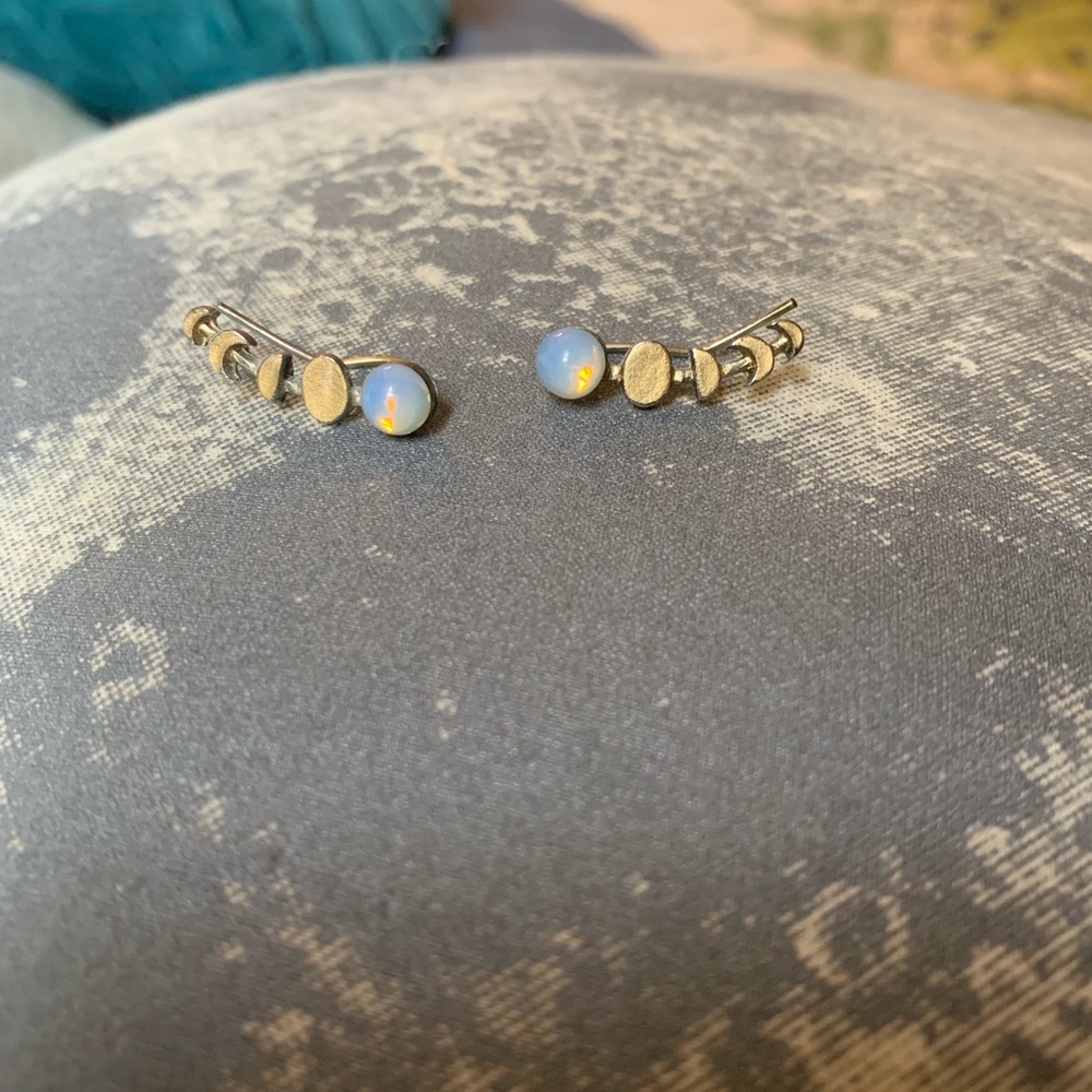Moonstone Moon Phases Ear Climbers